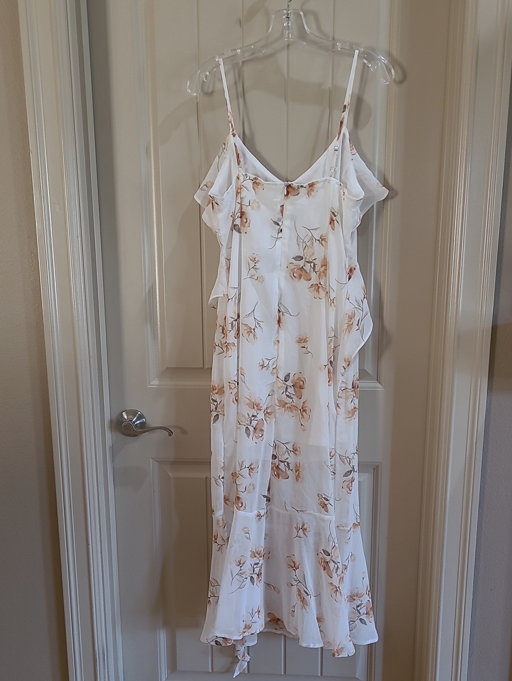 Blu Pepper White Midi Dress with Beige Floral Print - Picture 3 of 3